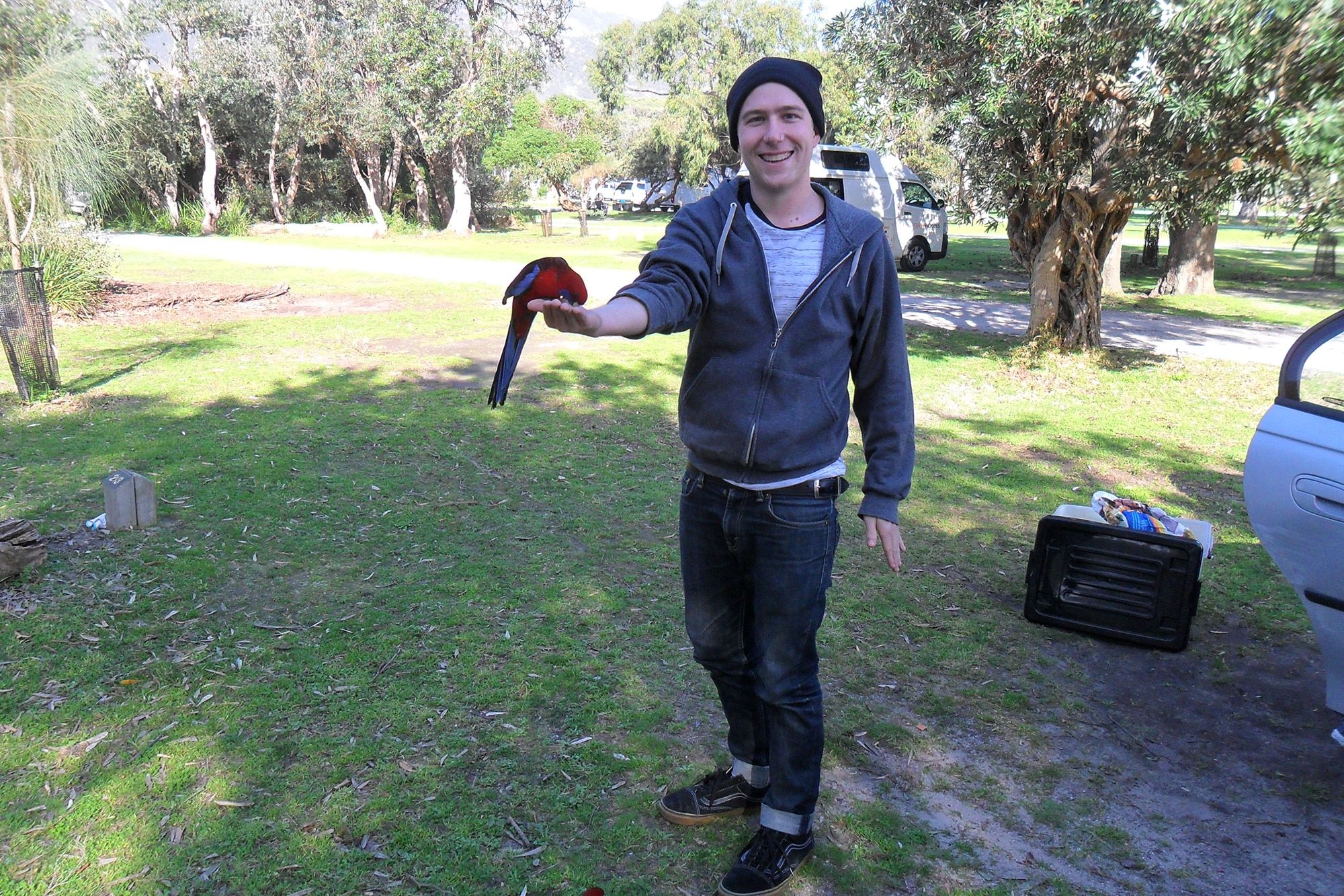 B. Youngz holding a wild bird
