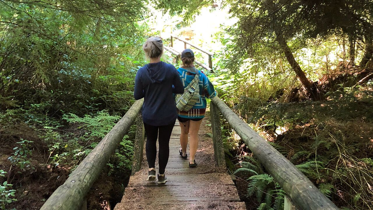 Hiking in rainforest to Shi Shi Beach